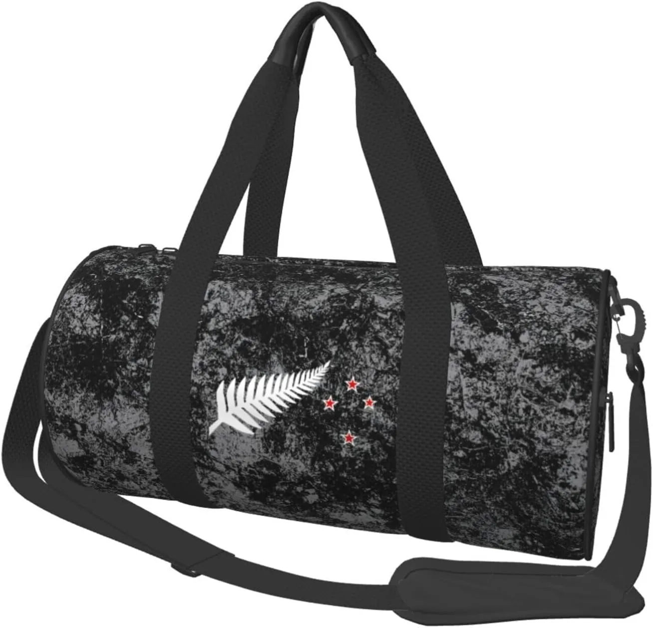 New Zealand Maori Fern Convertible Garment Bag with Shoulder Strap, Carry on Garment Duffel Bag for Men Women - Rolling Foldable for Travel Luggage Bags (Black)