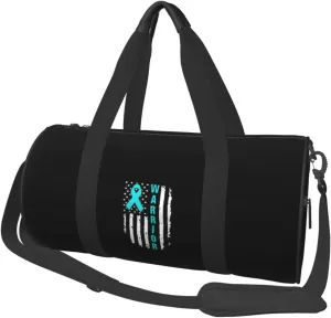 Ovarian Cancer Awareness American Flag Survivor Convertible Garment Bag with Shoulder Strap, Carry on Garment Duffel Bag for Men Women - Rolling Foldable for Travel Luggage Bags (Black)