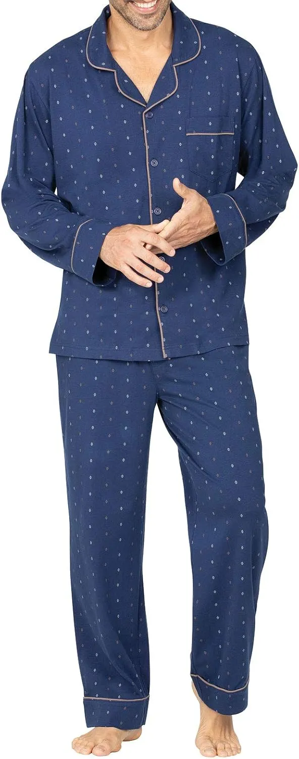 PajamaGram Winter Flannel Mens Pajamas - Men's Knit Flannel Pajamas Set
