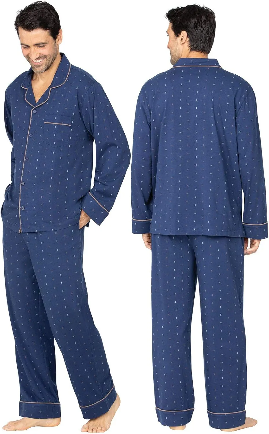 PajamaGram Winter Flannel Mens Pajamas - Men's Knit Flannel Pajamas Set