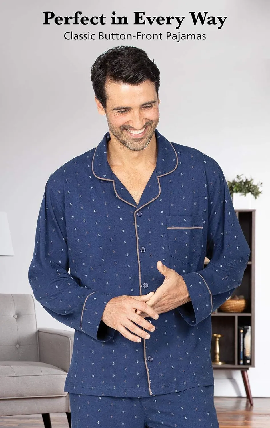 PajamaGram Winter Flannel Mens Pajamas - Men's Knit Flannel Pajamas Set