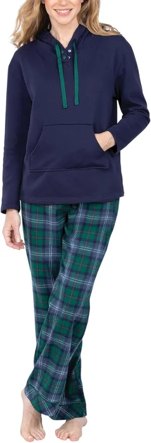 PajamaGram Womens Flannel Pajamas Sets - Pajamas for Women, Hoodie Top