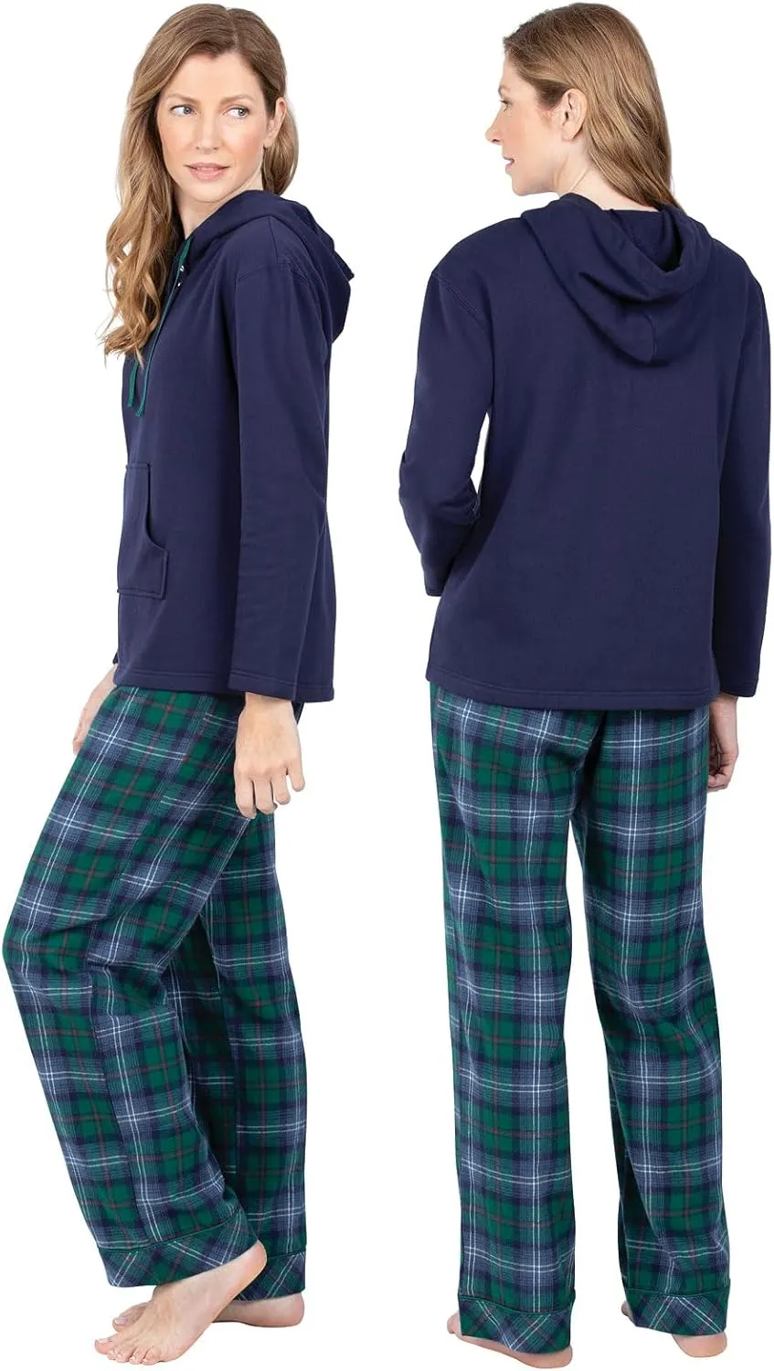 PajamaGram Womens Flannel Pajamas Sets - Pajamas for Women, Hoodie Top
