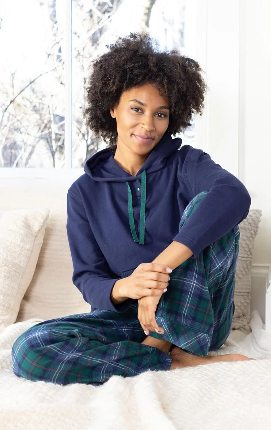 PajamaGram Womens Flannel Pajamas Sets - Pajamas for Women, Hoodie Top