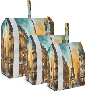 Paris City Street View Compression Packing Cubes 3 Set Travel Packing Cubes for Suitcases Organizer Bags Set for Women Travel Accessories