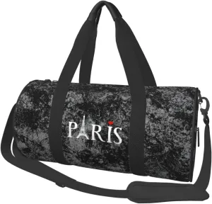 Paris Eiffel Tower Convertible Garment Bag with Shoulder Strap, Carry on Garment Duffel Bag for Men Women - Rolling Foldable for Travel Luggage Bags (Black)