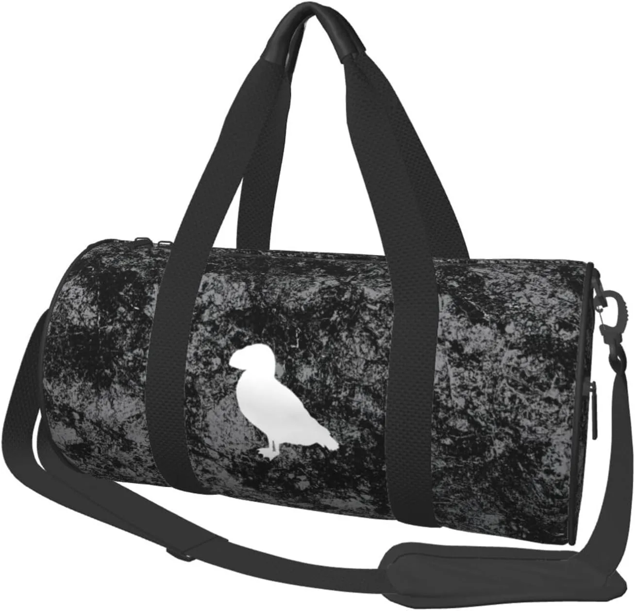 Puffin Bird Silhouette Convertible Garment Bag with Shoulder Strap, Carry on Garment Duffel Bag for Men Women - Rolling Foldable for Travel Luggage Bags (Black)