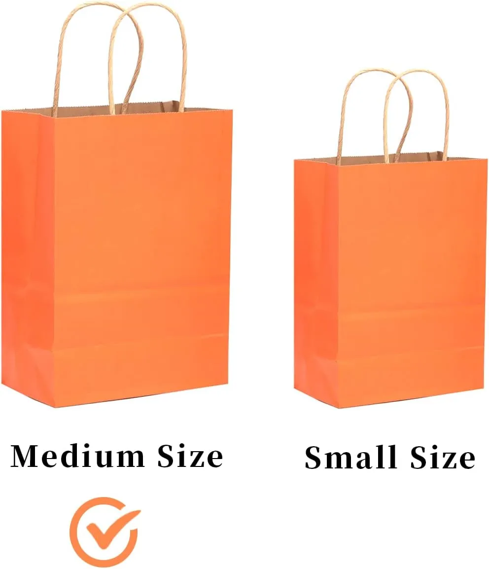 qiqee 32-Packs Paper Bags with Handles Bulk 7.6"x4.75"x10.5" Medium Gift Bags 16 Different Senior Color Bags Multiple UsesMedium Size