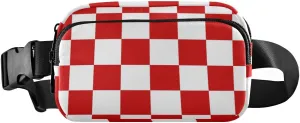 Red Plaid Fanny Packs for Women Crossbody Bags Everywhere Belt Bag with Adjustable Strap Fashion Waist Pack for Travel Daily Running