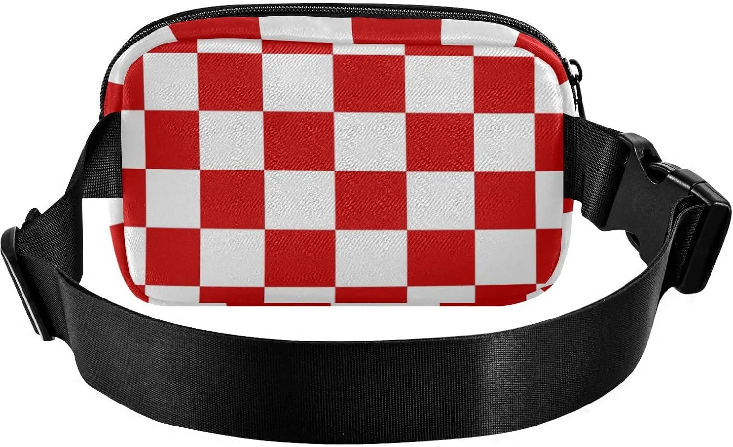 Red Plaid Fanny Packs for Women Crossbody Bags Everywhere Belt Bag with Adjustable Strap Fashion Waist Pack for Travel Daily Running