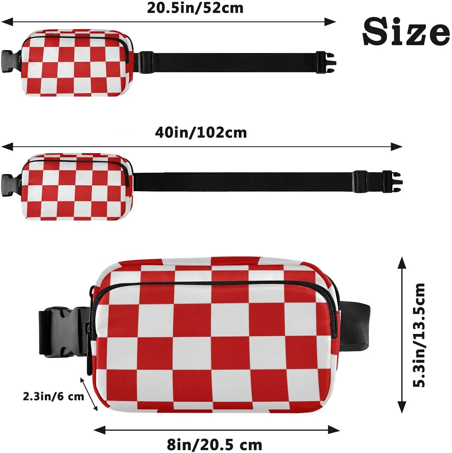 Red Plaid Fanny Packs for Women Crossbody Bags Everywhere Belt Bag with Adjustable Strap Fashion Waist Pack for Travel Daily Running