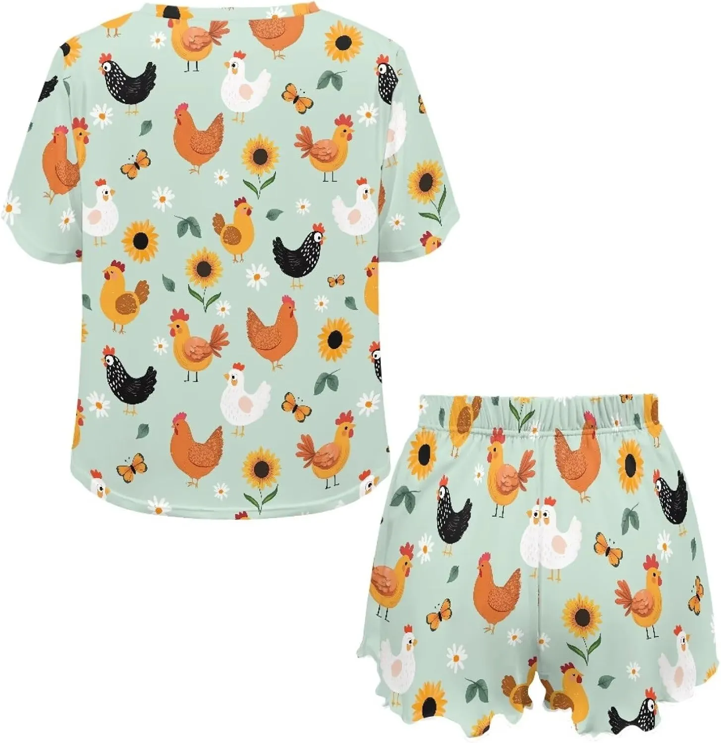 Renewold Womens Pajamas Set Short Sleeve Top and Shorts Sleepwear Set Women's Loungewear Night Suit