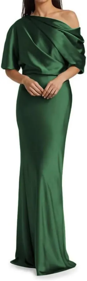 Satin Formal Evening Dress One Shoulder Mermaid Formal Gowns for Women Cocktail Party Maxi Dress