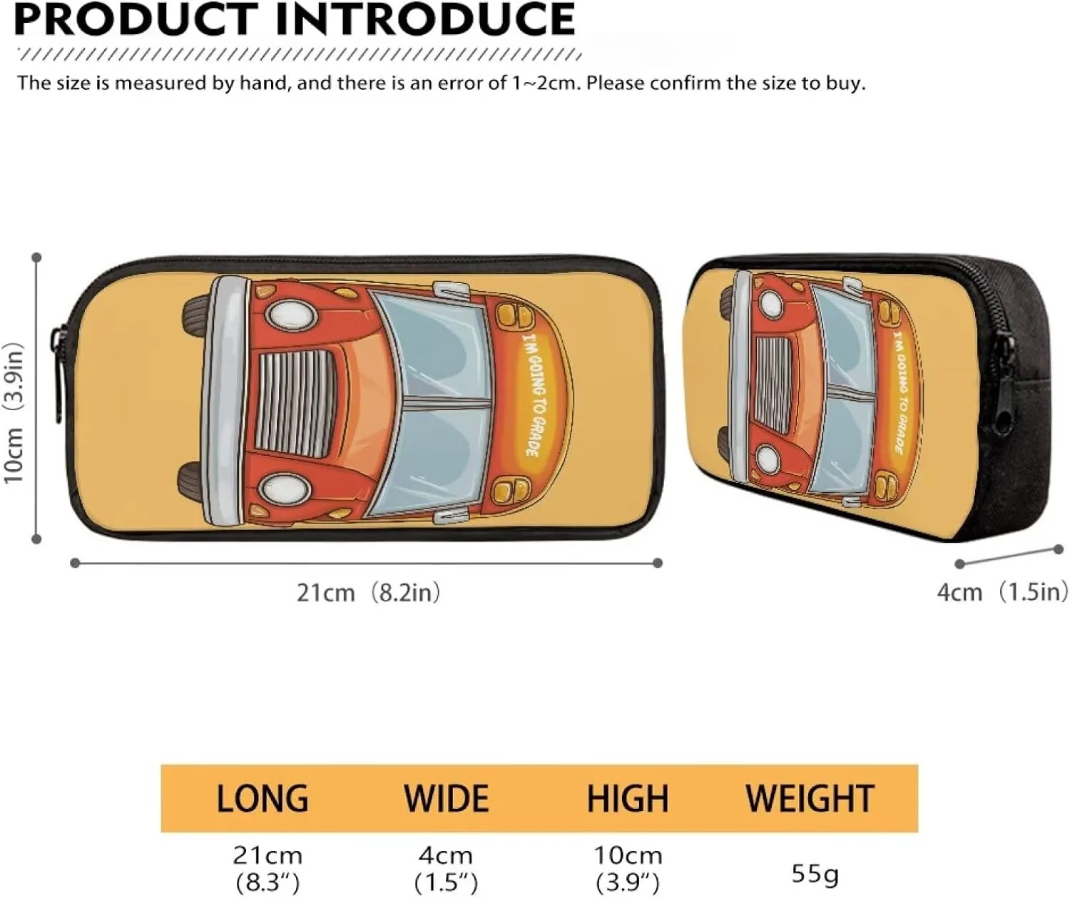 School Bus Backpack Lunch Bag and Pencil Case Set Kids Pencil Pouch Elementary School Backpack Thermal Insulated Lunch Bag with Zipper Pockets