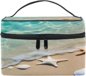 Sea Beach Starfish Travel Cosmetic Bag Women's Top Handle Multifunction Organizer Toiletry Bags Makeup Case Large Makeup Organizer for Cosmetics Toiletries Jewelry Travel Essentials