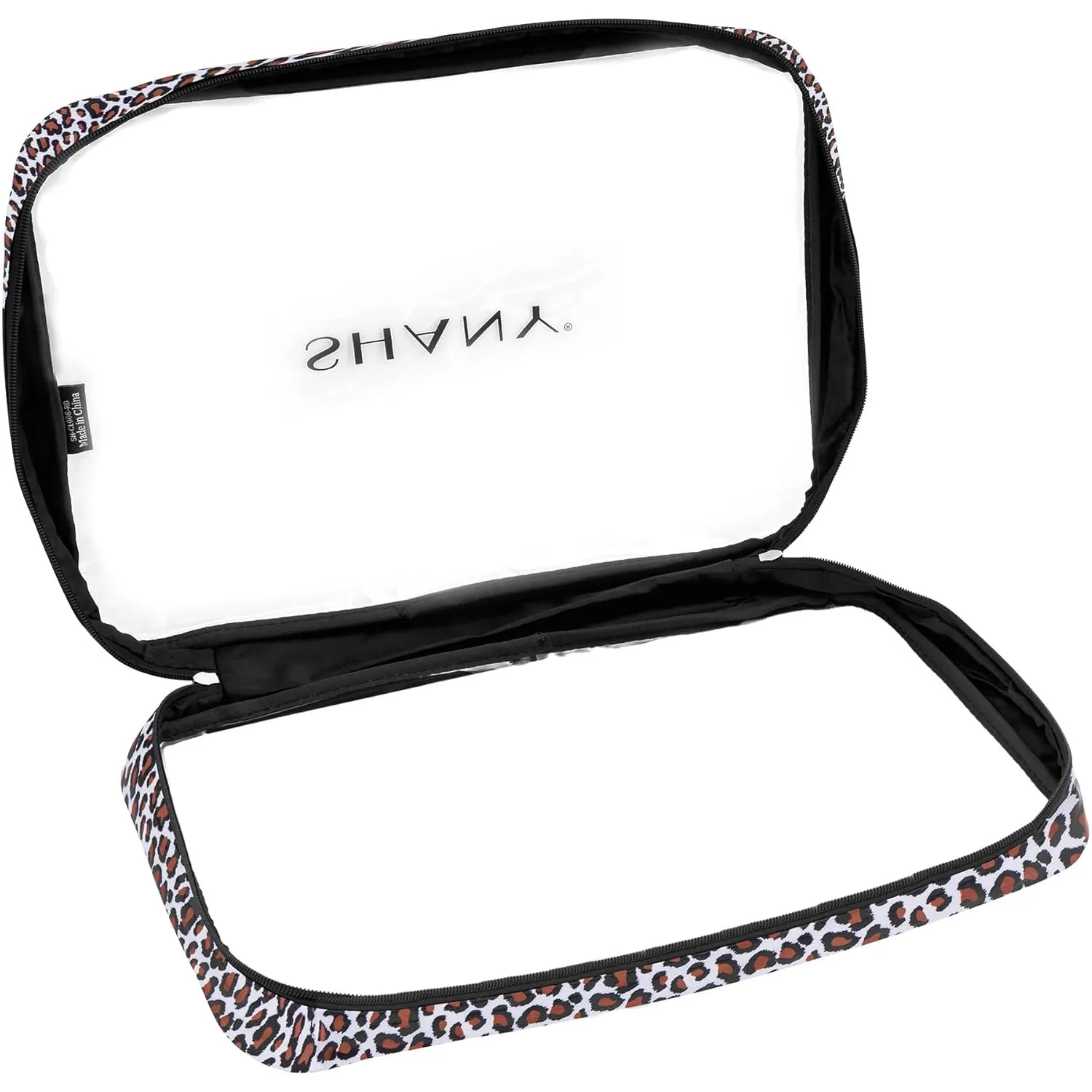SHANY Clear PVC Cosmetics X-Large Organizer Pouch - Transparent Makeup Toiletry Bag - Make Up Storage Bag for Travel - LEOPARD