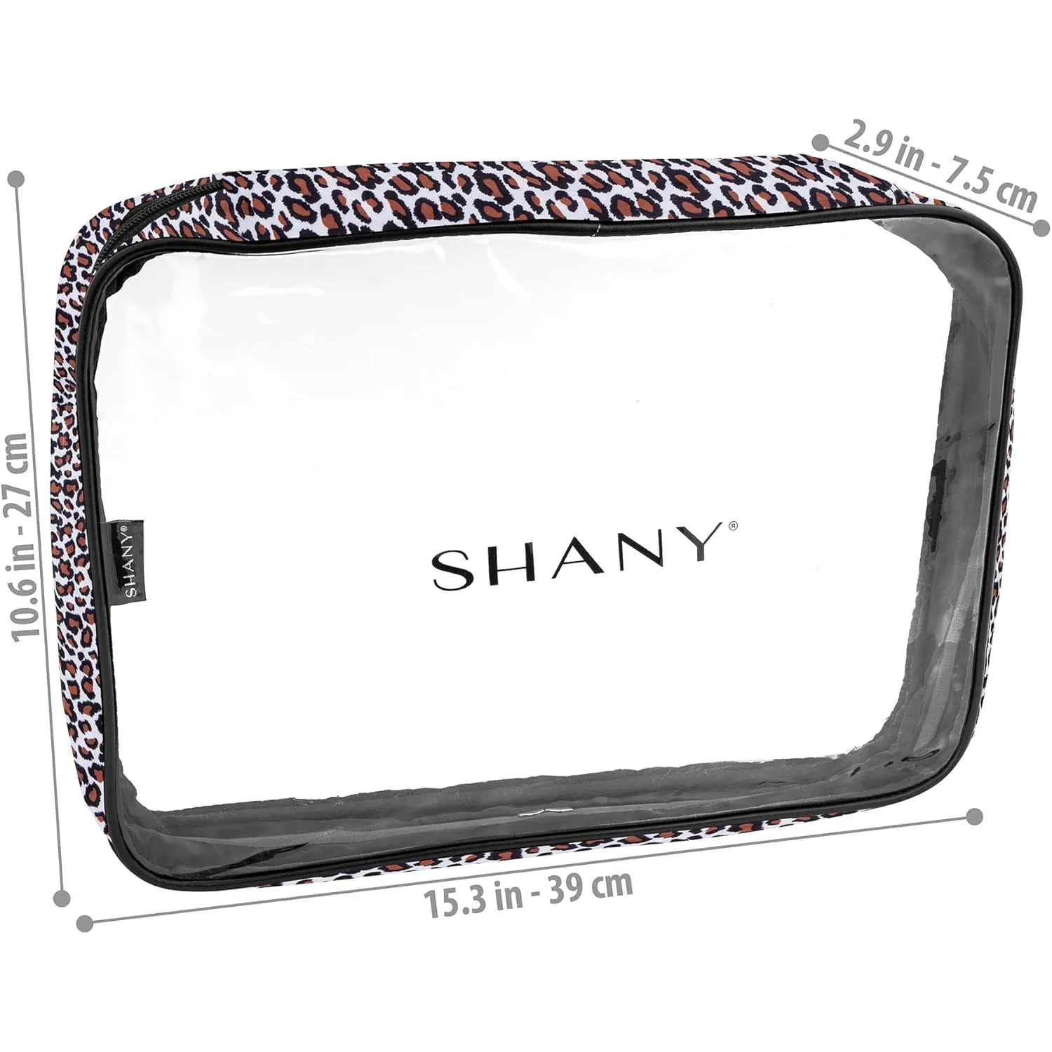 SHANY Clear PVC Cosmetics X-Large Organizer Pouch - Transparent Makeup Toiletry Bag - Make Up Storage Bag for Travel - LEOPARD