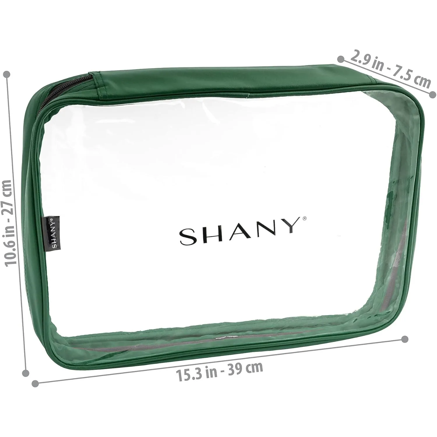 SHANY Clear PVC Cosmetics X-Large Organizer Pouch - Transparent Makeup Toiletry Bag - Make Up Storage Bag for Travel - OLIVE