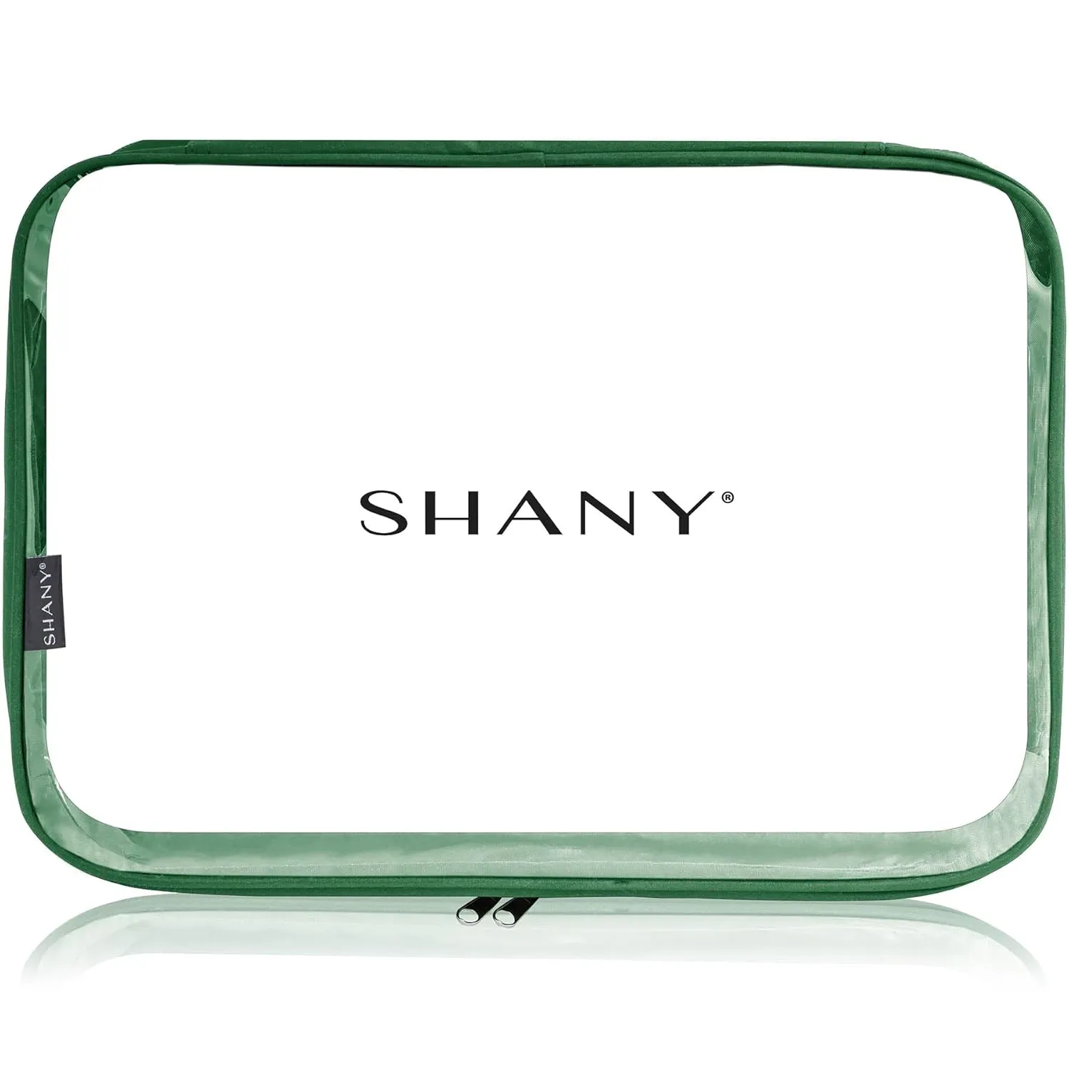 SHANY Clear PVC Cosmetics X-Large Organizer Pouch - Transparent Makeup Toiletry Bag - Make Up Storage Bag for Travel - OLIVE