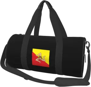 Sicilian Flag Convertible Garment Bag with Shoulder Strap, Carry on Garment Duffel Bag for Men Women - Rolling Foldable for Travel Luggage Bags (Black)