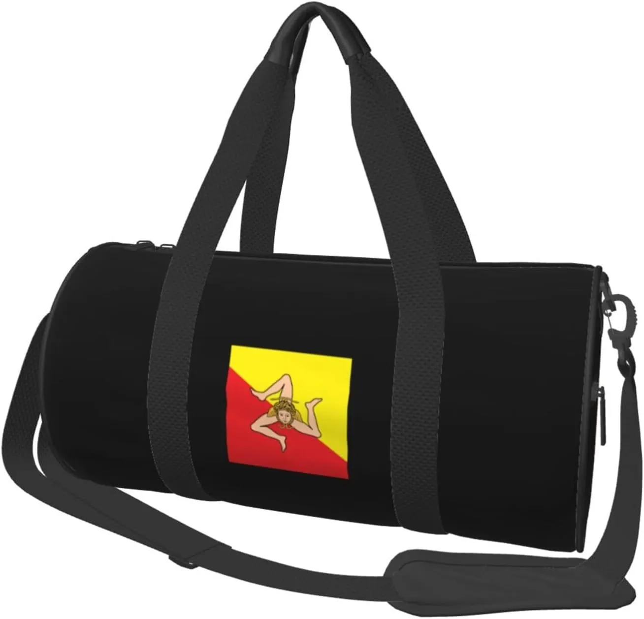 Sicilian Flag Convertible Garment Bag with Shoulder Strap, Carry on Garment Duffel Bag for Men Women - Rolling Foldable for Travel Luggage Bags (Black)
