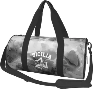 Sicilian Trinacria - Sicilia Convertible Garment Bag with Shoulder Strap, Carry on Garment Duffel Bag for Men Women - Rolling Foldable for Travel Luggage Bags (Black)