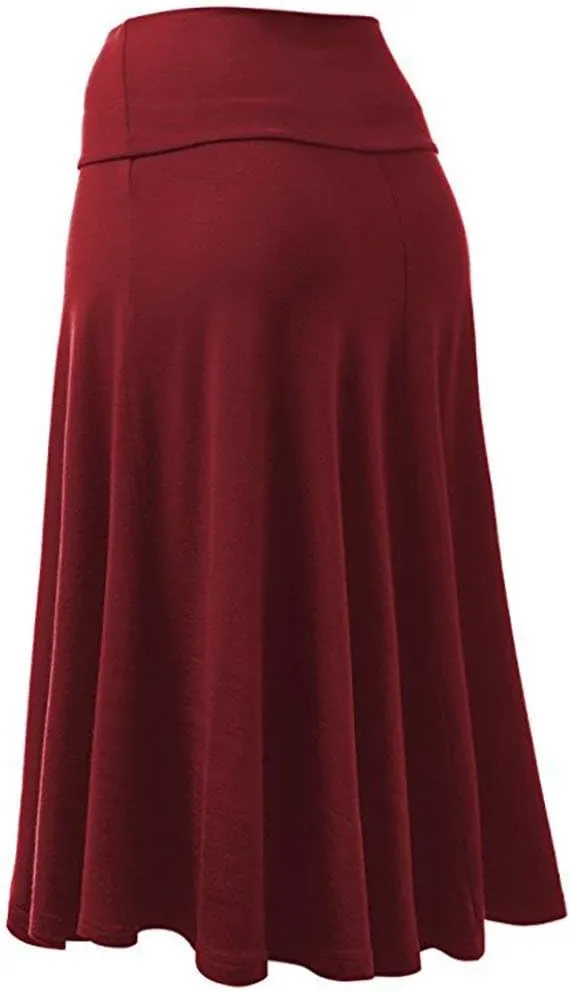 Skirts for Women's Plus Size Solid Flare Hem High Waist Midi Skirt Sexy Uniform Pleated Skirt