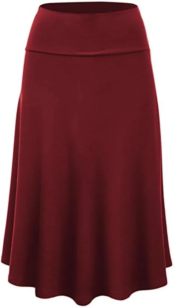 Skirts for Women's Plus Size Solid Flare Hem High Waist Midi Skirt Sexy Uniform Pleated Skirt