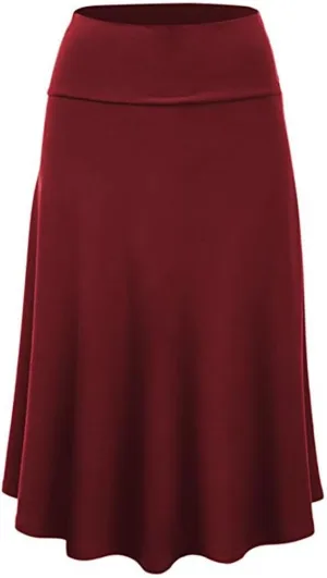 Skirts for Women's Plus Size Solid Flare Hem High Waist Midi Skirt Sexy Uniform Pleated Skirt