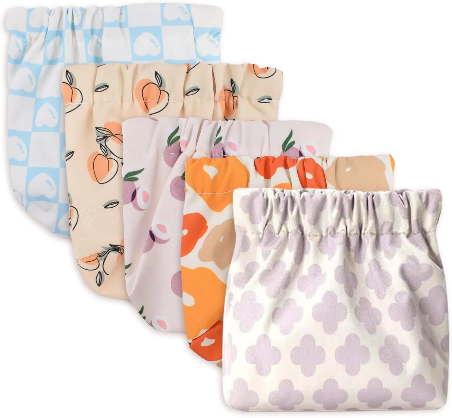 Small Makeup Bag for Purse 5PCS, Pocket Cosmetic Bag Squeeze Top Mini Coin Purse Waterproof Small Travel Bag for Lipstick Organizer Jewelry Pouch