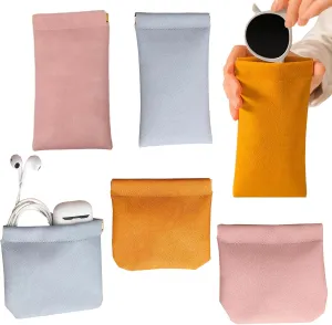 Snap Closure Organizer Pouch,Portable Pouch Waterproof Small Makeup Bag for Purse,No Zipper Self-closing Men/Women Pouchic Bag for Glasses, Jewelry