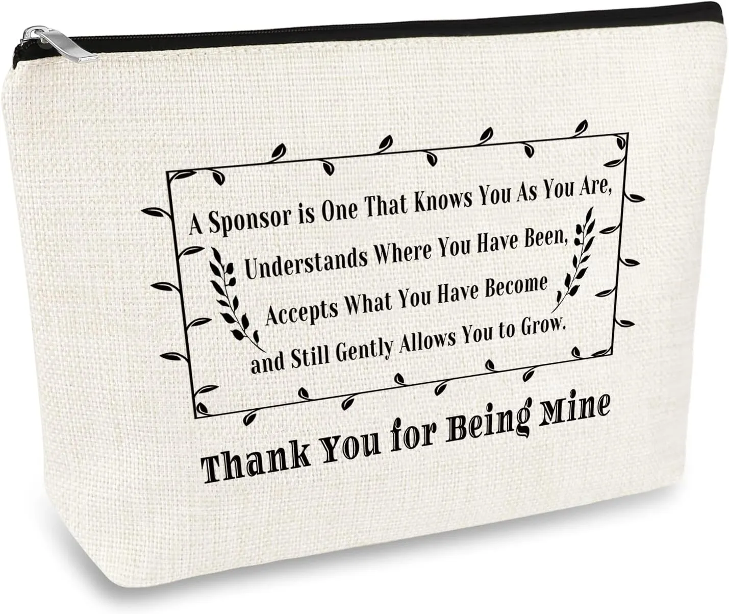 Sponsor Appreciation Gifts Thank You Gifts for Sponsor Makeup Bag for Women Cosmetic Bag Pouch Confirmation Sponsor Gift NA Addiction Recovery Gift AA Sponsor Gift Christmas Birthday Thanksgiving Gift