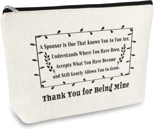 Sponsor Appreciation Gifts Thank You Gifts for Sponsor Makeup Bag for Women Cosmetic Bag Pouch Confirmation Sponsor Gift NA Addiction Recovery Gift AA Sponsor Gift Christmas Birthday Thanksgiving Gift