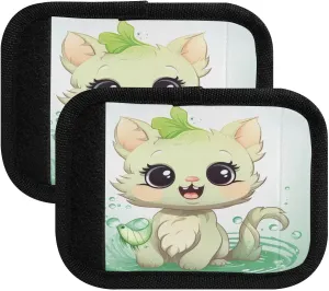 SPRIPORT Cartoon Kitten 2 Pack Luggage Handle Wraps for Suitcase Identifier Luggage Makers Covers with ID Tag Luggage Bag Grip Protector Saddle for Travel Flying Airplane Shopping Bag Handbag Wallet