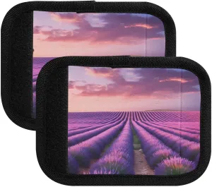 SPRIPORT Lavender Field Tree 2 Pack Luggage Handle Wraps for Suitcase Identifier Luggage Makers Covers with ID Tag Luggage Bag Grip Protector Saddle for Travel Flying Airplane Handbag Shopping Bag