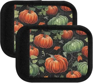 SPRIPORT Thanksgiving Autumn Leaves Pumpkins 2 Pack Luggage Handle Wraps for Suitcase Identifier Luggage Makers Covers with ID Tag Luggage Bag Grip Protector Saddle for Travel Flying Airplane Handbag