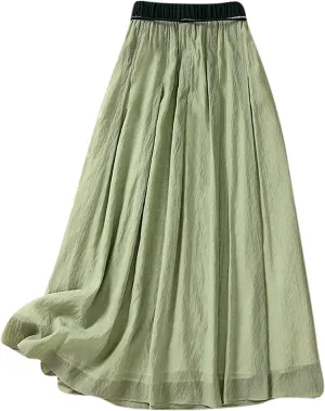 Summer Skirts for Women Drawstring Cinch Waisted Skirt Trending Cotton Linen Baggy Plus Size Skirts A Line Skirt