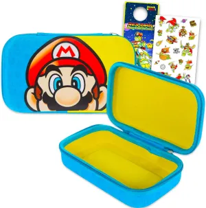 Super Mario Bros Travel Bag for Kids Toiletry Bag Bundle with Mario Multi-Purpose Bag for Cosmetics, Jewelry, More Plus Stickers, Door Hanger Portable Case