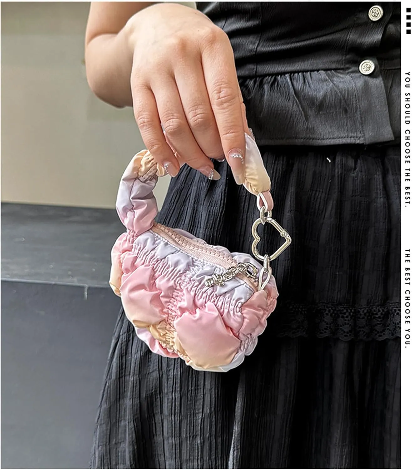 Super Mini Quilted Bag Puffer Wristlet Clutch Purse Nylon Padded Women's Handbags Evening Bag Charm Lipstick bag