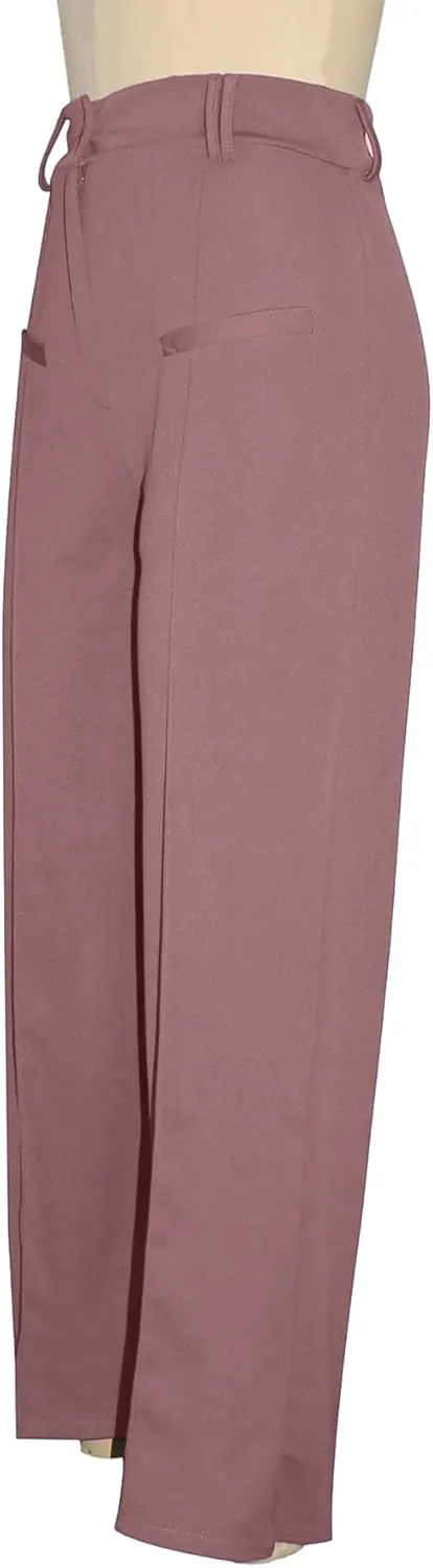 Tcremisa Women's Dressy Wide Leg Long Palazzo Pants Casual Straight Legs Loose High Waist Trousers(No Belt)