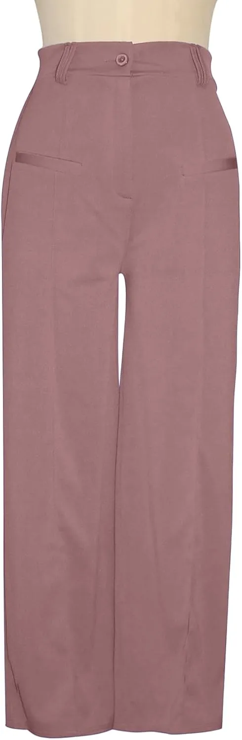 Tcremisa Women's Dressy Wide Leg Long Palazzo Pants Casual Straight Legs Loose High Waist Trousers(No Belt)