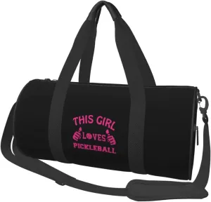 This Girl Loves Pickleball Convertible Garment Bag with Shoulder Strap, Carry on Garment Duffel Bag for Men Women - Rolling Foldable for Travel Luggage Bags (Black)