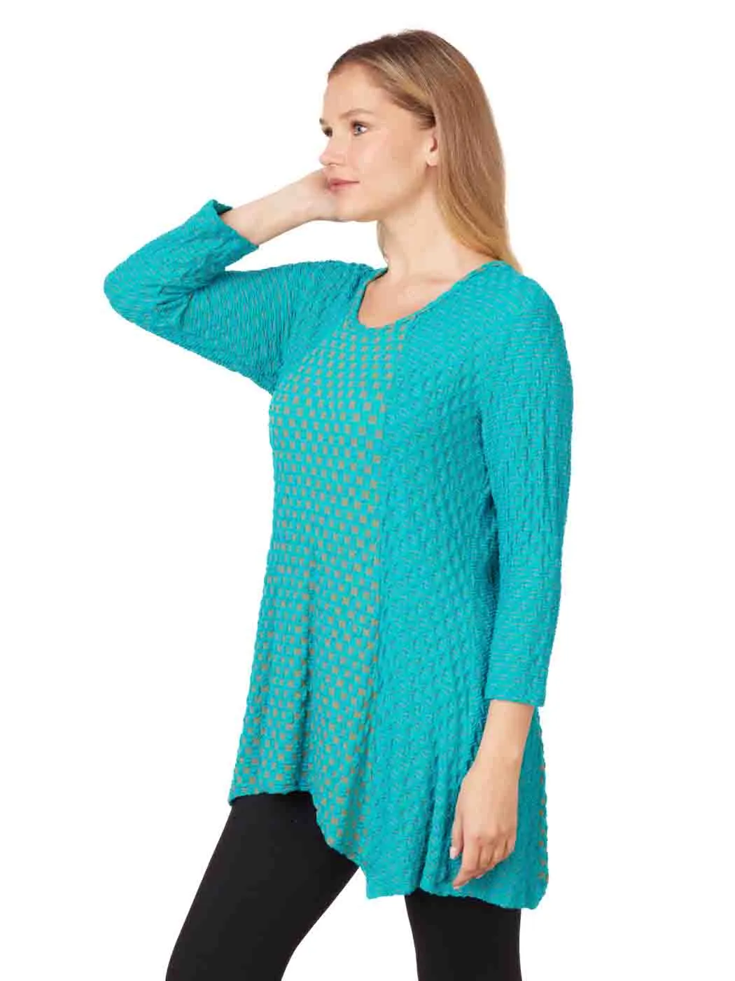 Tianello "Lemore" Knit Jersey Jacquard "Aston" Tunic-Acapulco Size L,XL