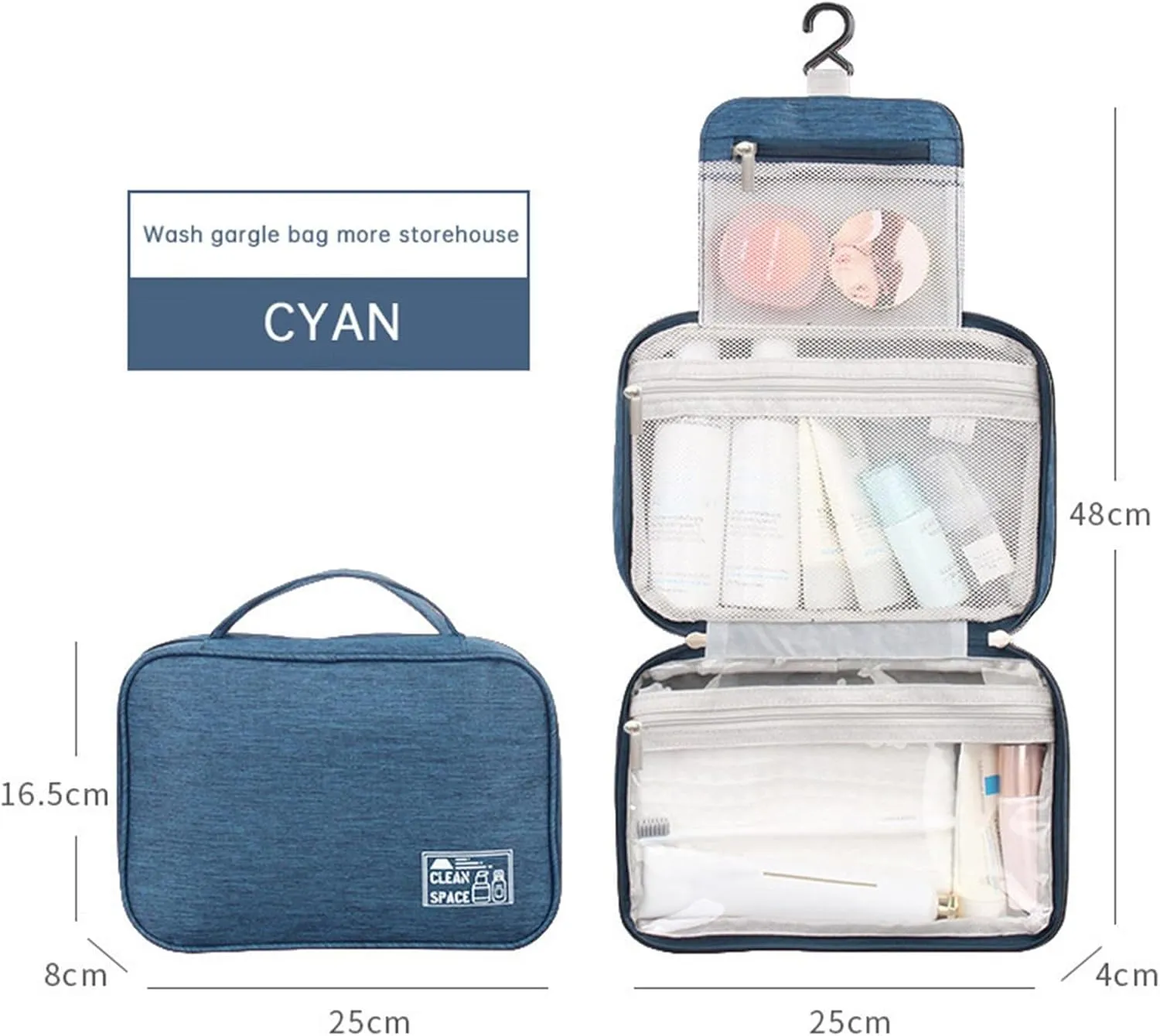 Toiletry Bag Set for Women s for Accessories Bag Makeup Toiletry Water- Shampoo ContainerToiletries Full Sized with Hanging Travel Organizer Hook Cosmetic Bag Travel Bag Cosmetic Bag