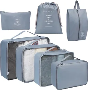 Toplive 7 Set Packing Cubes for Travel, Luggage Organizer Bags for Travel Accessories Travel Essentials, Travel Packing Cubes for Suitcases, Compression Packing Cubes, Gray