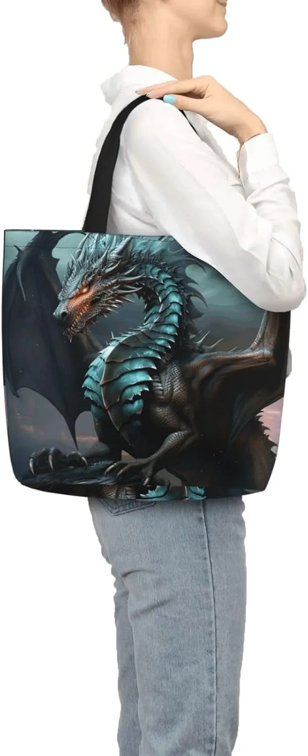 Tote Bag for Women Reusable Grocery Bags Cute Animal Fox Flower Tote Bag with Inner Pocket Travel Tote for Shopping
