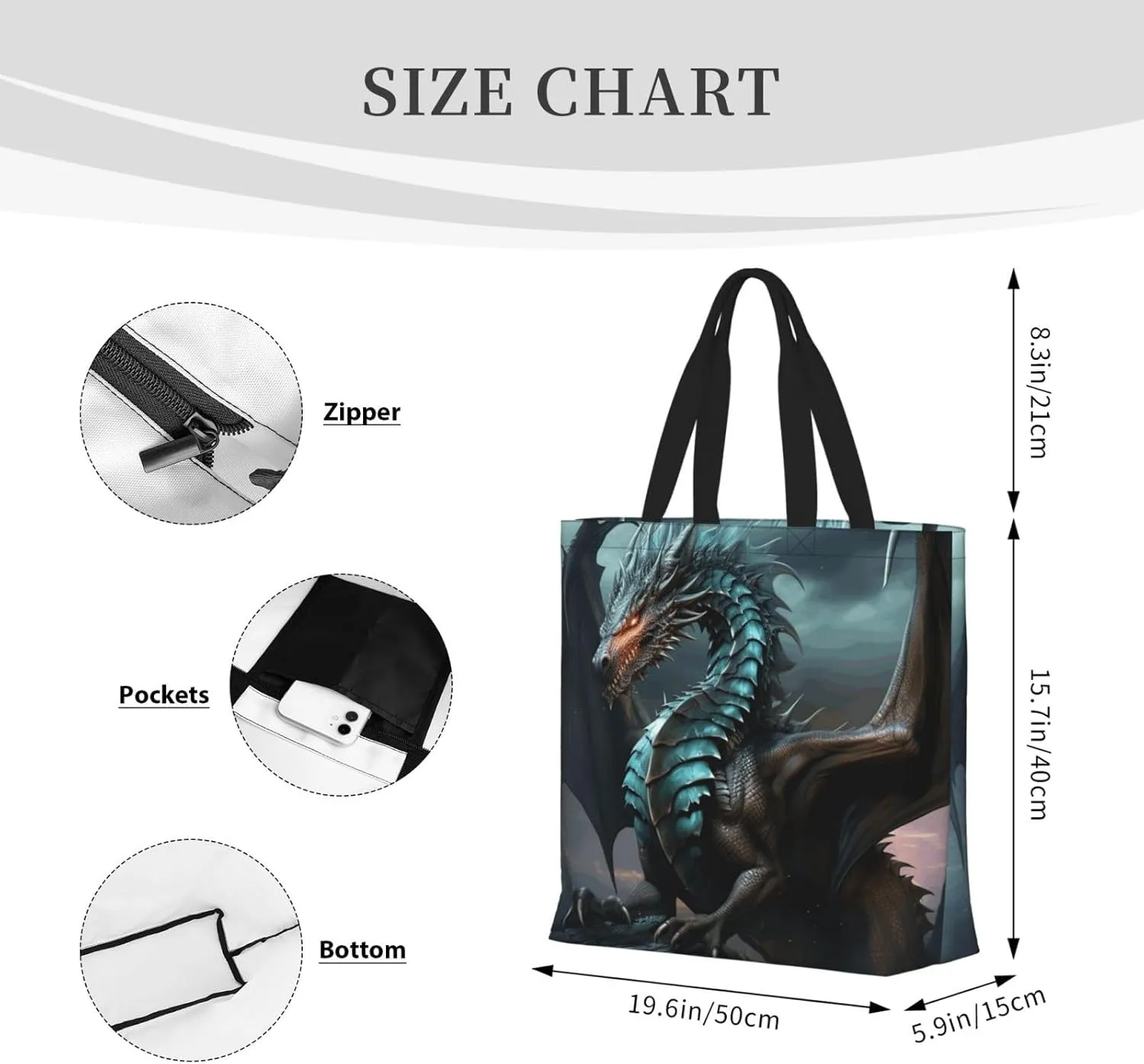 Tote Bag for Women Reusable Grocery Bags Cute Animal Fox Flower Tote Bag with Inner Pocket Travel Tote for Shopping