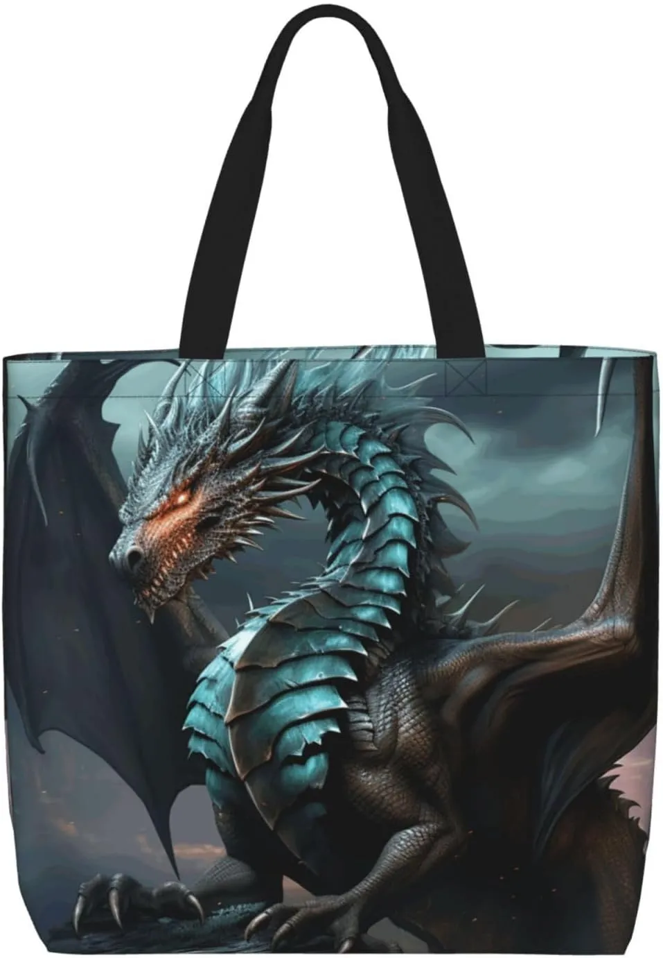 Tote Bag for Women Reusable Grocery Bags Cute Animal Fox Flower Tote Bag with Inner Pocket Travel Tote for Shopping