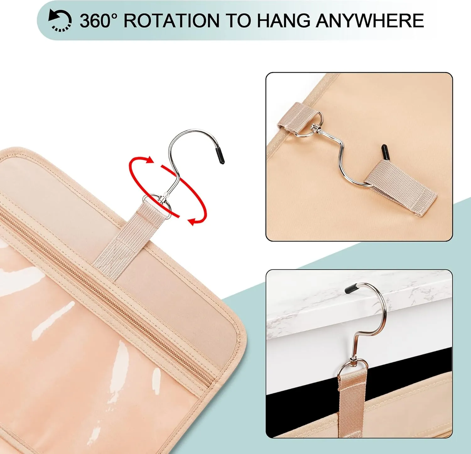Travel Hanging Toiletry Bag for Women, Cruise Ship Essentials, with Jewelry Organizer, Extra Large Makeup Dopp Kit, Waterproof Cosmetic Bags, Toiletries Kit Set with Trolley Belt, Blue