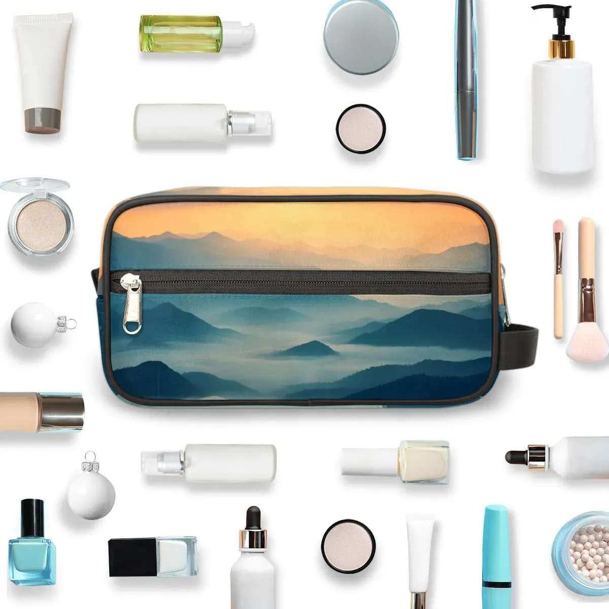 Travel Toiletry Bag for Women Men Foggy Mountains Hanging Cosmetic Bag Waterproof Makeup Bag for Shaving Makeup Toothbrush & Travel Essentials